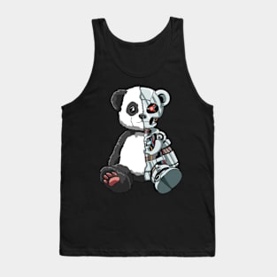 Cute Panda Bear Scary Robot Cybernetic Animal Lover Tank Top